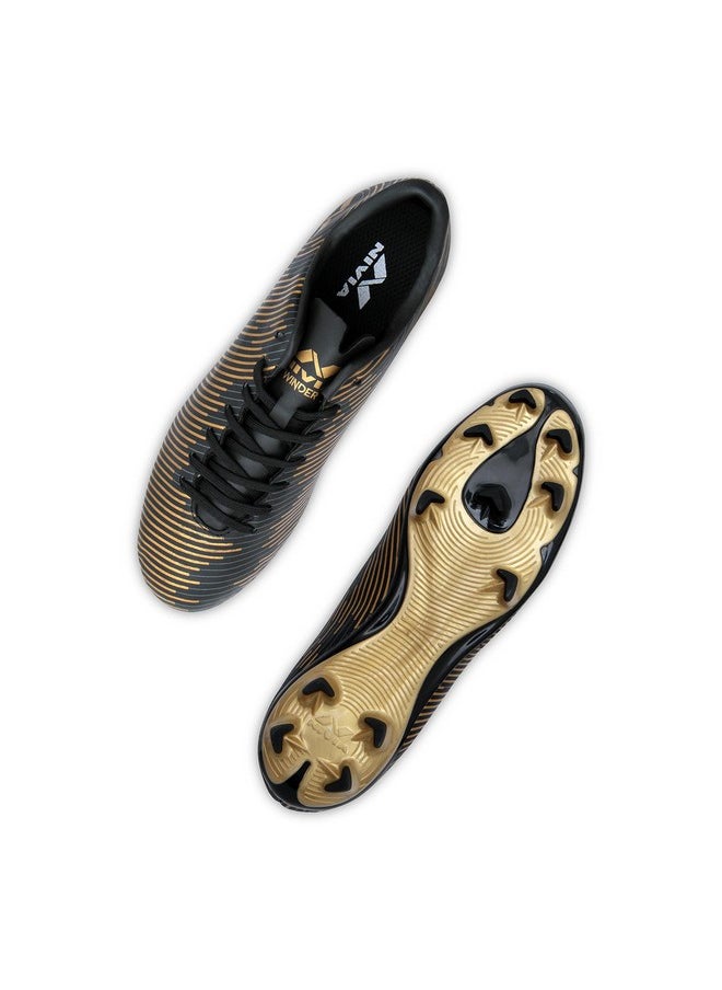 Nivia Men's Winder Football Stud (Black/Gold, 8 UK)