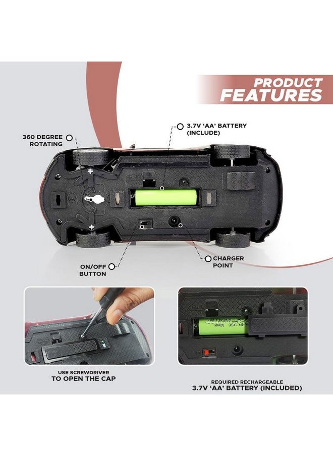 NHR Chargeable 3D Remote Control Lighting Famous Car for Kids, Stylish Car, Remote Control Car for 5 to 10 Years Kids, Birthday Gift for Kids, Remote Waali Gaadi (Black)