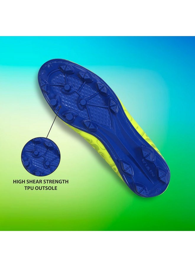 Nivia Carbonite 5.0 Football Shoes for Men/Sports and Athletic Footwear with PVC Synthetic Leather Upper/Comfortable Football Shoes (Sulphur Green) UK - 8