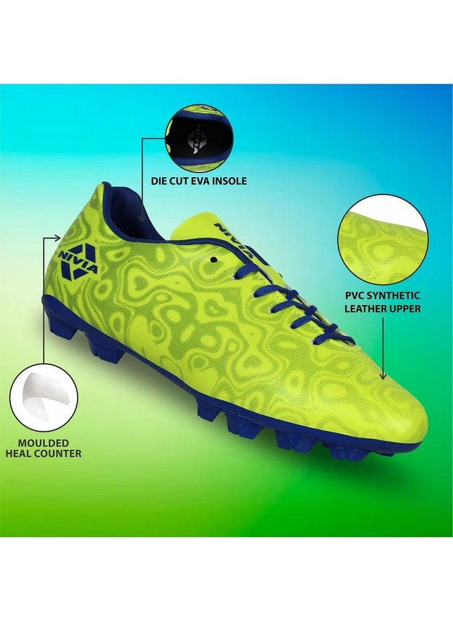 Nivia Carbonite 5.0 Football Shoes for Men/Sports and Athletic Footwear with PVC Synthetic Leather Upper/Comfortable Football Shoes (Sulphur Green) UK - 8