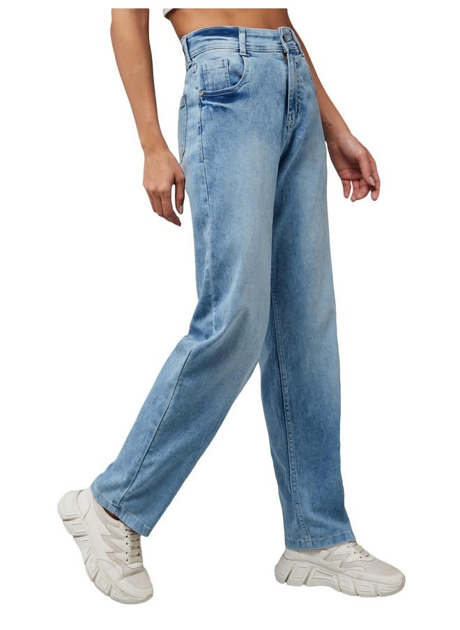Miss Chase Women's Wide Leg High Rise Clean Look Regular Length Stretchable Denim Jeans (MCSS24DEN98-82-158-28, Light Blue, 28)