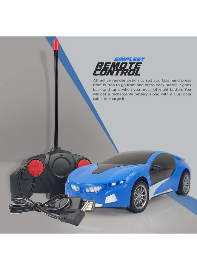 NHR Remote Control Car Chargeable 3D Remote Control, Lighting Famous Car Remote Car for Kids, 4 Function Racing Car (3+ Years, Blue)