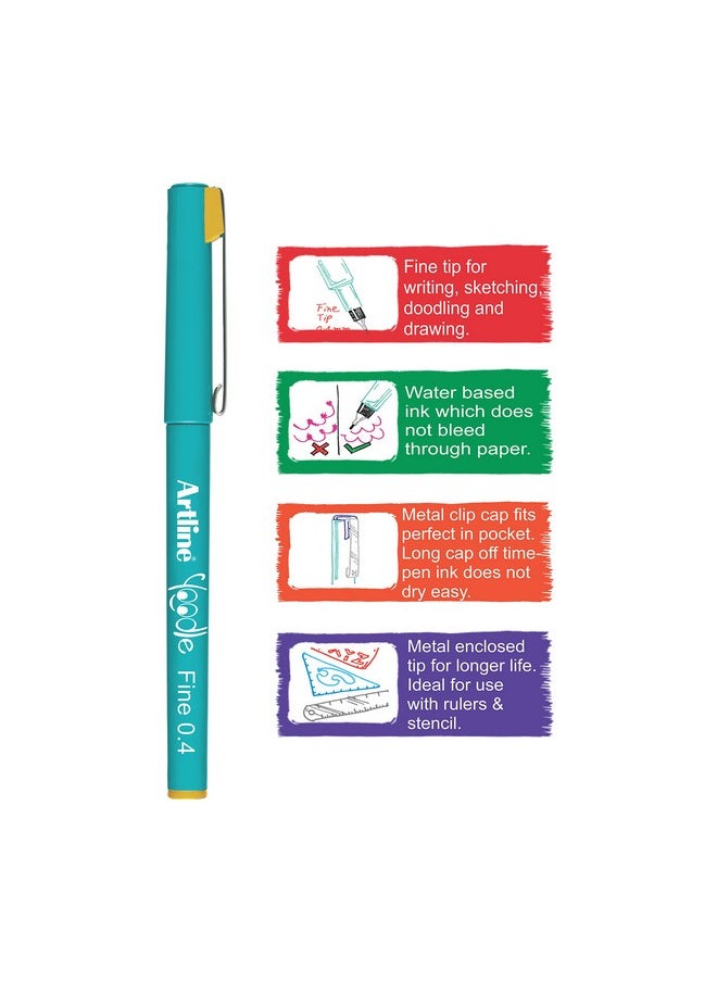 Artline Fd6342300004 Yoodle Fine Line Pen Set - Pack Of 25 + Bonus Sign Pen - Multicolor