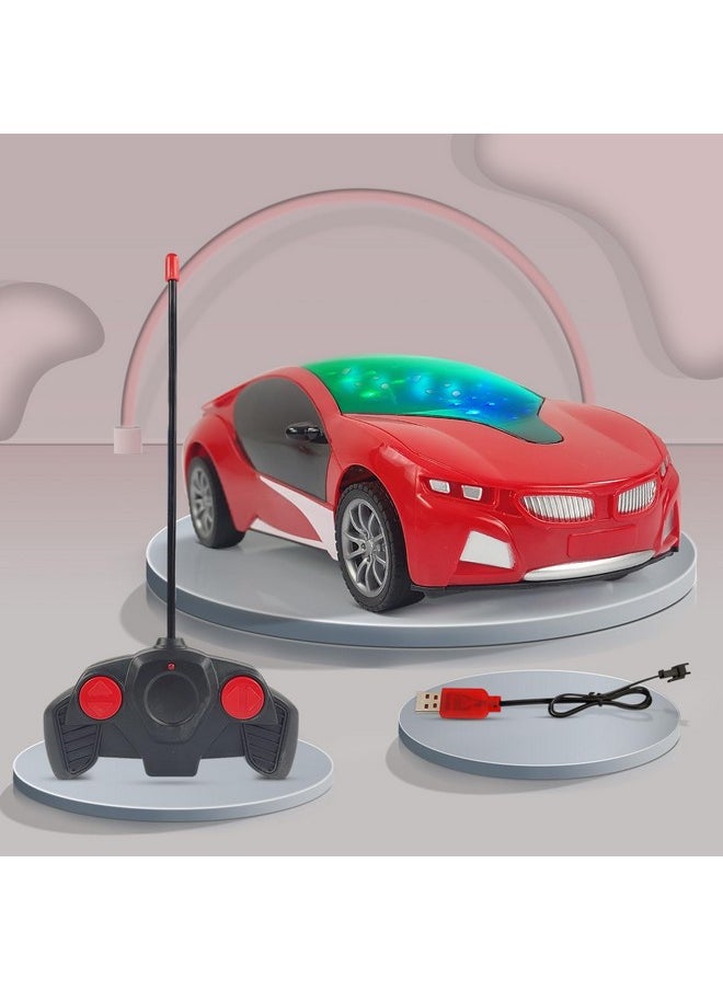 NHR Remote Control Car Chargeable, 3D Remote Control, Lighting Famous Car Remote, Car for Kids 4 Function Racing Car 3+ Years, (Red)