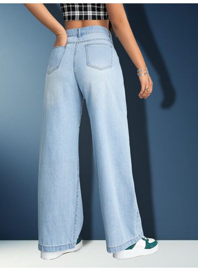 KOTTY Women's Jean Straight Fit Clean Look Stretchable Jeans(Blue,28)