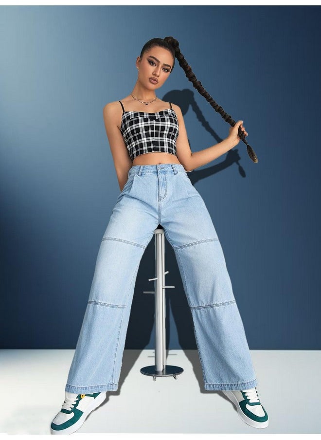 KOTTY Women's Jean Straight Fit Clean Look Stretchable Jeans(Blue,28)