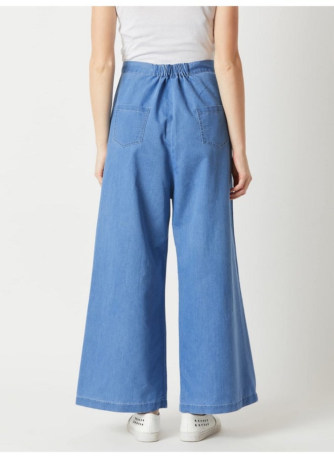 Miss Chase Women's Denim Flared Pants(MCAW18DEN07-03-115-28,Blue,28)