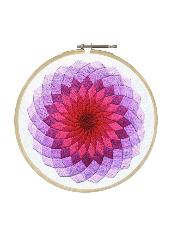 Embroiderymaterial Diy Embroidery Kit For Beginner, Adults & Kids With Mandala Circle Design Digital Printed Cloth/Fabric & Written Instructions All Material Included, Multicolor