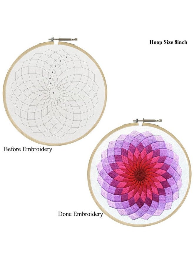 Embroiderymaterial Diy Embroidery Kit For Beginner, Adults & Kids With Mandala Circle Design Digital Printed Cloth/Fabric & Written Instructions All Material Included, Multicolor
