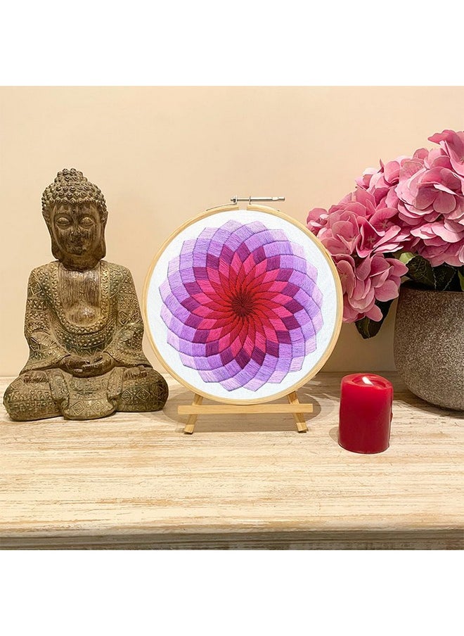 Embroiderymaterial Diy Embroidery Kit For Beginner, Adults & Kids With Mandala Circle Design Digital Printed Cloth/Fabric & Written Instructions All Material Included, Multicolor
