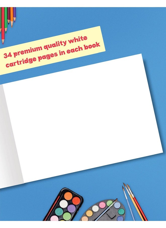 Target Drawing Book for Artists, Kids | 2A, A3 & A4 Size Sketch Books | 34 White Blank Plain Pages | Drawing Sheets for Colouring, Painting |Set of 3