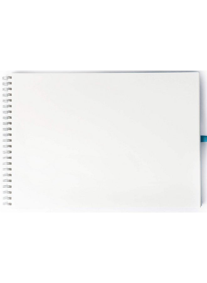 COMMA Abaca - Wire-O Bound Sketchbook with Ribbon Closure - A3 Size (Large) - 50 Sheets - 160gsm Anti-Ageing, Acid Free, Archival Fine Grain Paper - Micro-Perforations for Easy Tear Off - (Sky Blue)