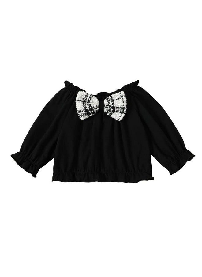 Hopscotch Girls Graphic Print BlouseSkirt Set In Black Color for Ages 3-4 Years