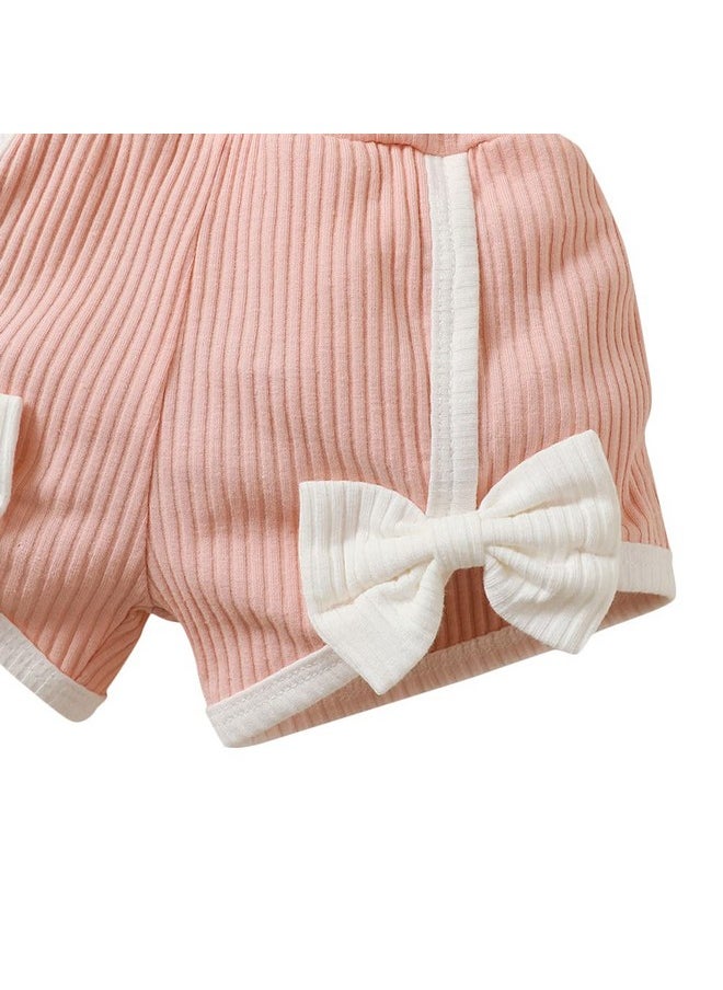 Hopscotch Girls Solid T-Shirt Shorts with Headband In Pink Color for Ages 9-12 Months