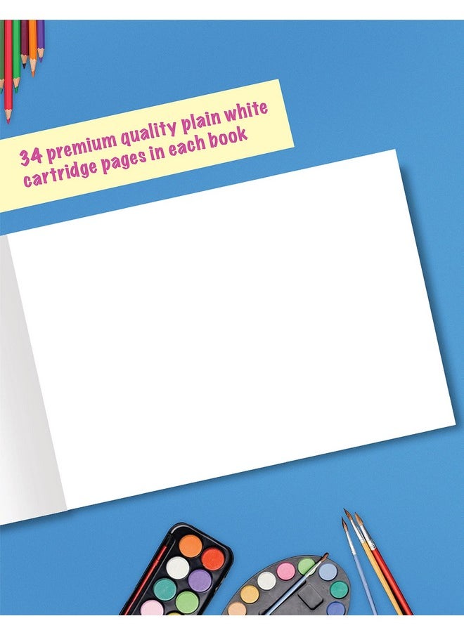 A3 Drawing Book for Artists, Kids | A3 Sketch Book| 34 White Blank Plain Pages | Soft Bound | 42 x 29.7 cm| Sketching, Colouring, Painting | Pack of 6