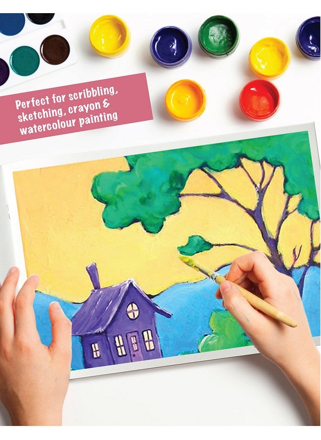 A3 Drawing Book for Artists, Kids | A3 Sketch Book| 34 White Blank Plain Pages | Soft Bound | 42 x 29.7 cm| Sketching, Colouring, Painting | Pack of 6