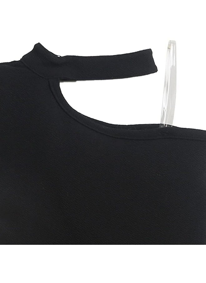 Hopscotch Girls Solid Sleeveless Party Dress in Black Color for Ages 4-5 Years