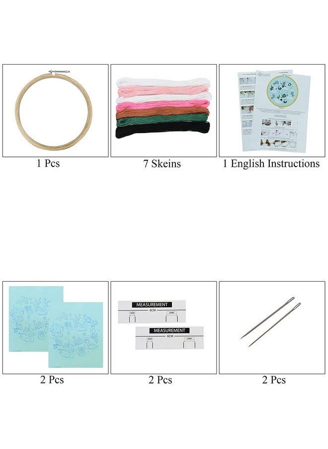 Embroiderymaterial Cotton Embroidery Kit For Beginners Printed Photo & Written Instruction Manual Cross-Stitch Tutorial Kit, Multicolor