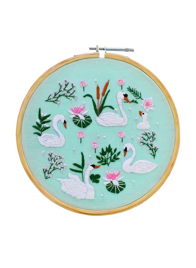 Embroiderymaterial Cotton Embroidery Kit For Beginners Printed Photo & Written Instruction Manual Cross-Stitch Tutorial Kit, Multicolor
