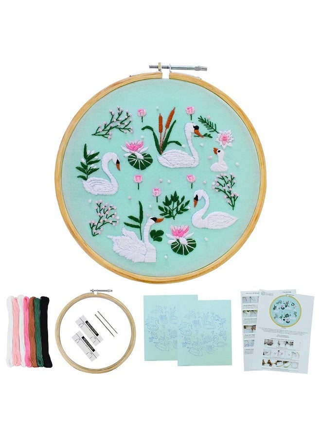 Embroiderymaterial Cotton Embroidery Kit For Beginners Printed Photo & Written Instruction Manual Cross-Stitch Tutorial Kit, Multicolor