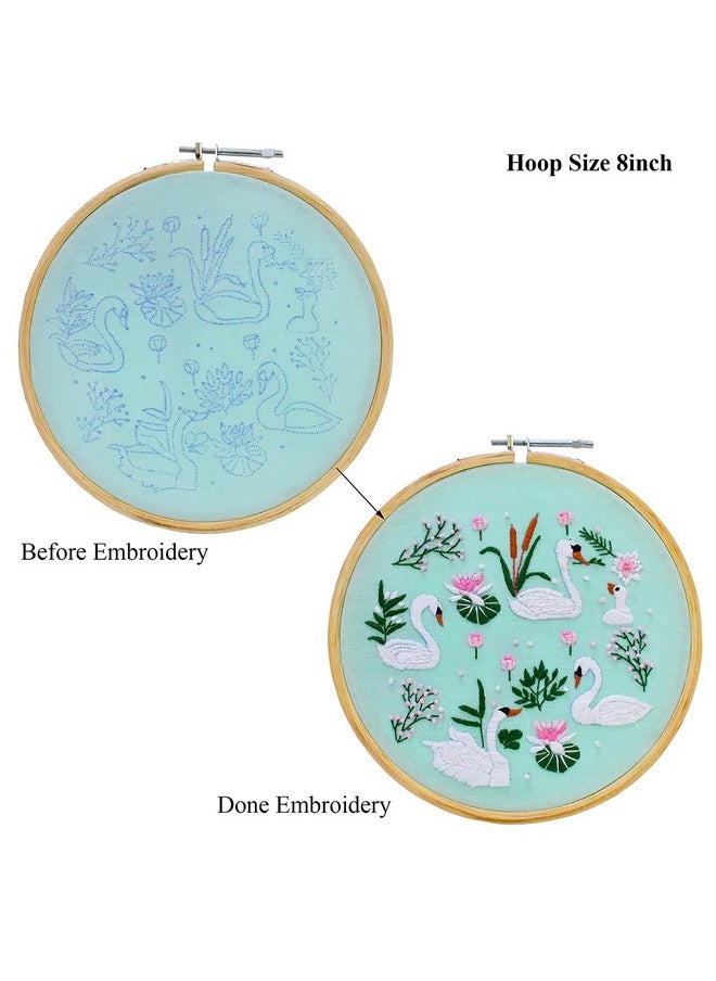 Embroiderymaterial Cotton Embroidery Kit For Beginners Printed Photo & Written Instruction Manual Cross-Stitch Tutorial Kit, Multicolor