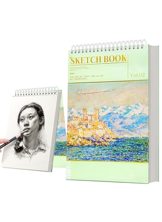 FunBlast Sketching Book for Artist, A3 Thickened Sketchpad for Artist, Students Hand-Painted Colored Lead Picture Album Sketch Book for Painting, Drawing, Art & Craft Work (60 Sheets) (Sea Green)