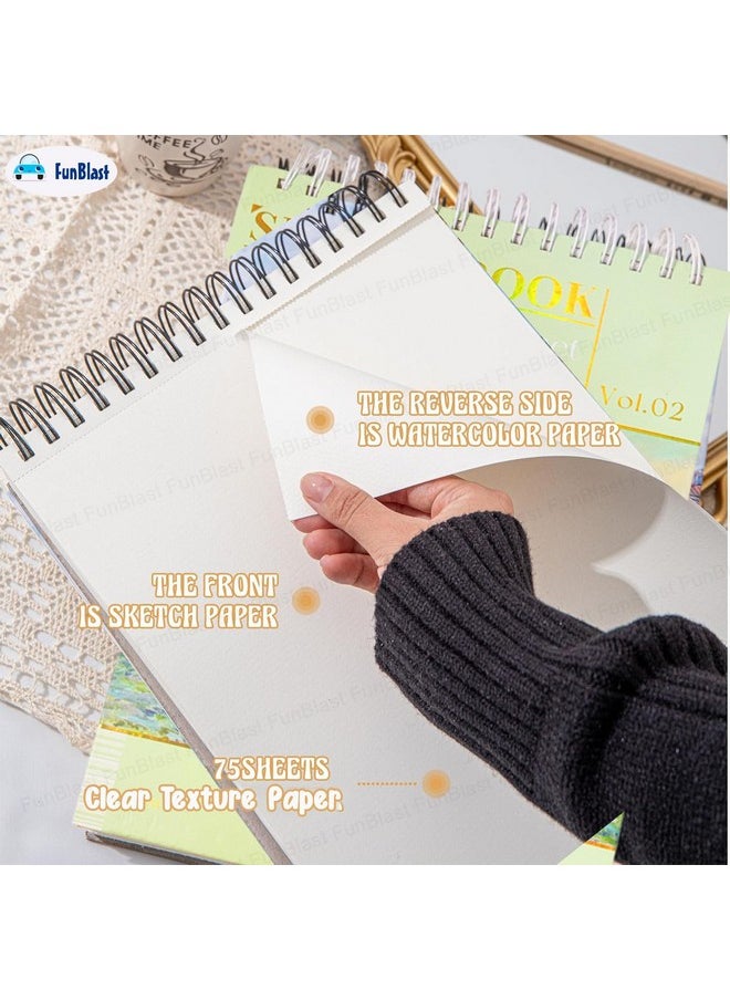 FunBlast Sketching Book for Artist, A3 Thickened Sketchpad for Artist, Students Hand-Painted Colored Lead Picture Album Sketch Book for Painting, Drawing, Art & Craft Work (60 Sheets) (Sea Green)