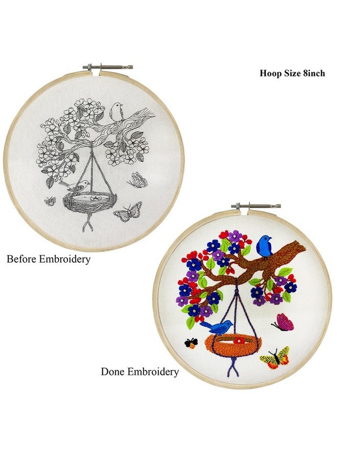 Embroiderymaterial Embroidery Kit Bird Nest Design Digital Printed & Written Instructions All Material