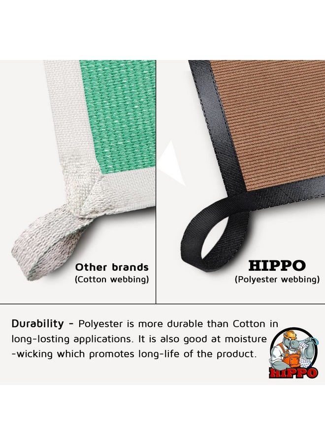 HIPPO Hdpe Fabric 85% Sun Blockage Rectangle Shade Sails With Polyester Band Reinforced Complete Protection From Sun & Uv Rays Suitable For Patio Beige-Brown Color (9.5Ftx10Ft) Pack Of 1 Pc