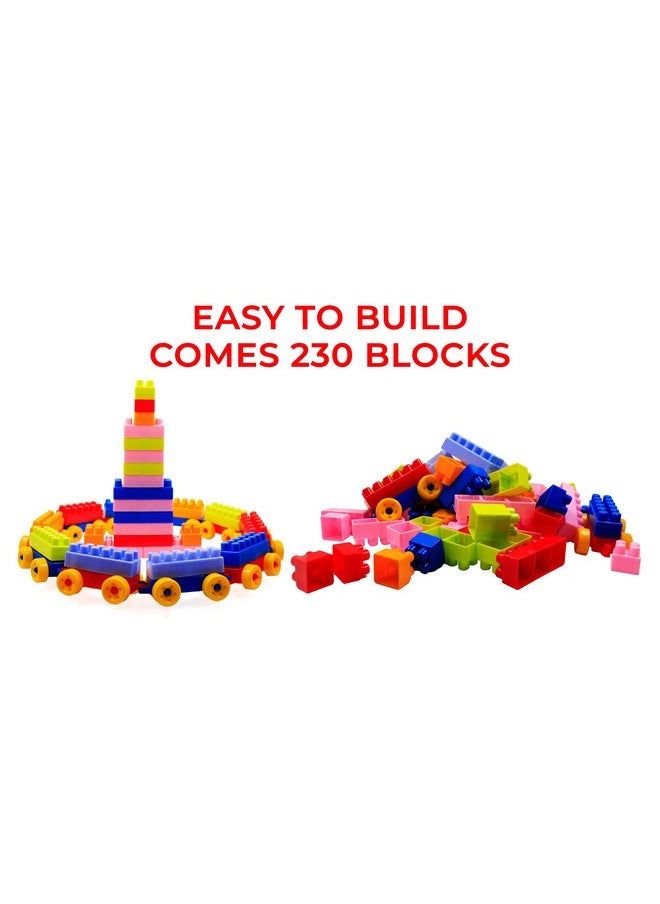 EKTA Junior Builders Building Blocks Set-3, Building Blocks for Kids, Block Game for Kids - 230 Pieces