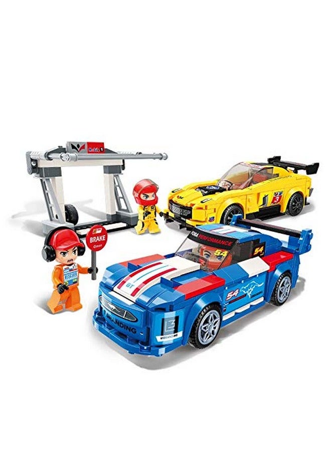 Qman Minecity Cars Pit Stop Puzzle Toy Set | Building Blocks | Emergency Maintenance Vehicle Blocks with Three Mini Figures for Kids 6-12 Years - (423 Pcs) Multicolor