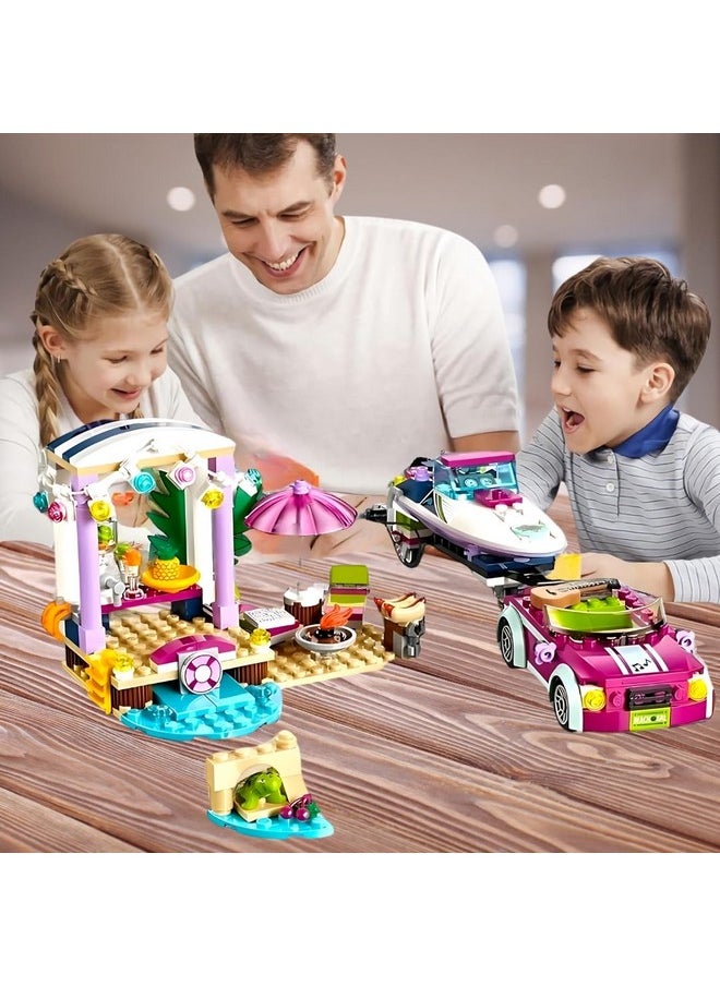 PLUSPOINT 315 Piece Beach Building Set,Seaside Beach Set Building Toys Friends Vacation Hut Blocks Set,STEM BuildingToys with,Yacht,Sailboat,Birthday Gift for Kid Girl Boy Ages 6 7 8+ (Beach House)
