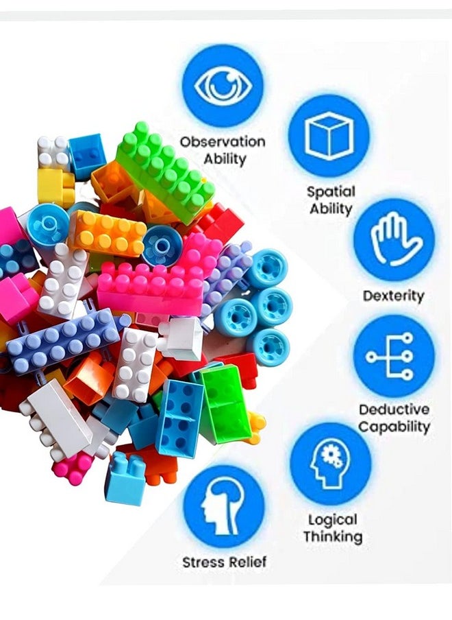 ANKIRANT® BIS Certified 300+ Pics Mini Size Building Blocks Including Wheels Train Bricks Block for Kids and Children Educational Learning Train - Multicolor