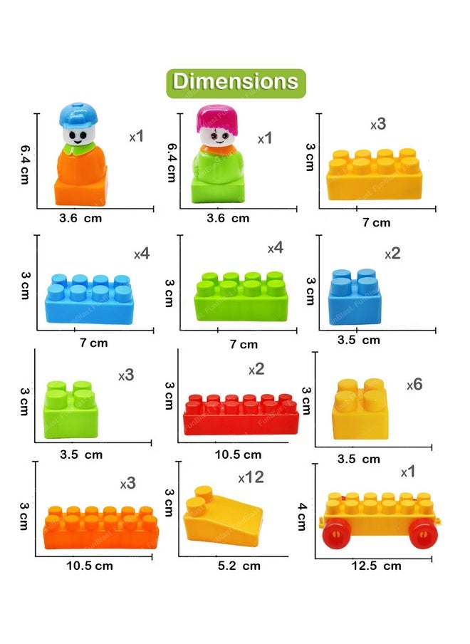 FunBlast Building Blocks for Kids - DIY Plastic Building Blocks for Kids Puzzle Games for Kids, Toys for Children Educational & Learning Toy for 3+ Years Kids, Girls & Boys (40 Pcs-Multicolor)