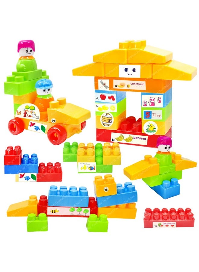 FunBlast Building Blocks for Kids - DIY Plastic Building Blocks for Kids Puzzle Games for Kids, Toys for Children Educational & Learning Toy for 3+ Years Kids, Girls & Boys (40 Pcs-Multicolor)