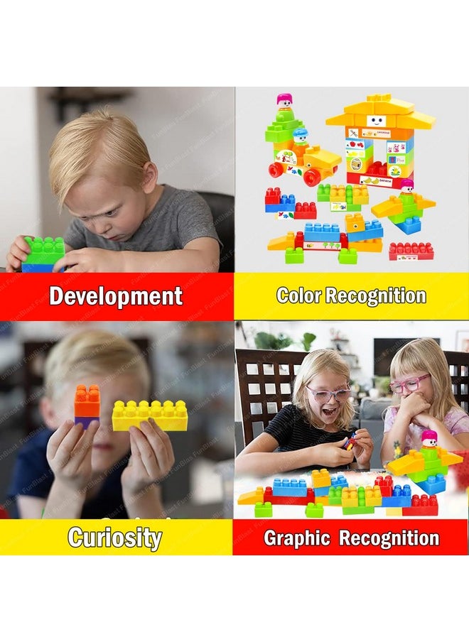 FunBlast Building Blocks for Kids - DIY Plastic Building Blocks for Kids Puzzle Games for Kids, Toys for Children Educational & Learning Toy for 3+ Years Kids, Girls & Boys (40 Pcs-Multicolor)
