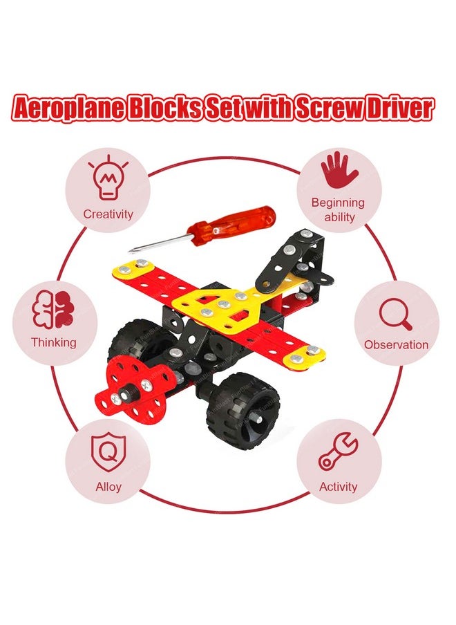 FunBlast Aeroplane Blocks for Kids - 93 Pcs Building and Assembling Block Brick Educational STEM Toys, DIY Puzzle Blocks Bricks Toys for 3+Years Kids