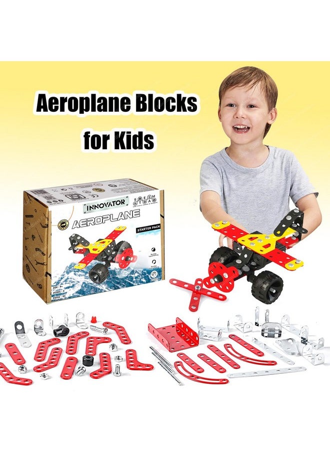 FunBlast Aeroplane Blocks for Kids - 93 Pcs Building and Assembling Block Brick Educational STEM Toys, DIY Puzzle Blocks Bricks Toys for 3+Years Kids