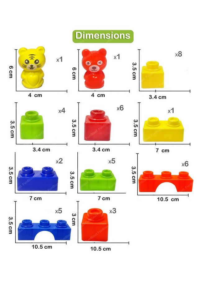 FunBlast Building Blocks for Kids - 42 Pcs DIY Plastic Building Blocks for Kids Puzzle Games for Kids, Toys for Children Educational & Learning Toy for 3+ Years Kids, Girls & Boys (Multicolor)