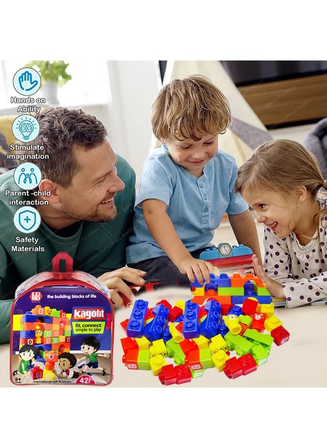 FunBlast Building Blocks for Kids - 42 Pcs DIY Plastic Building Blocks for Kids Puzzle Games for Kids, Toys for Children Educational & Learning Toy for 3+ Years Kids, Girls & Boys (Multicolor)