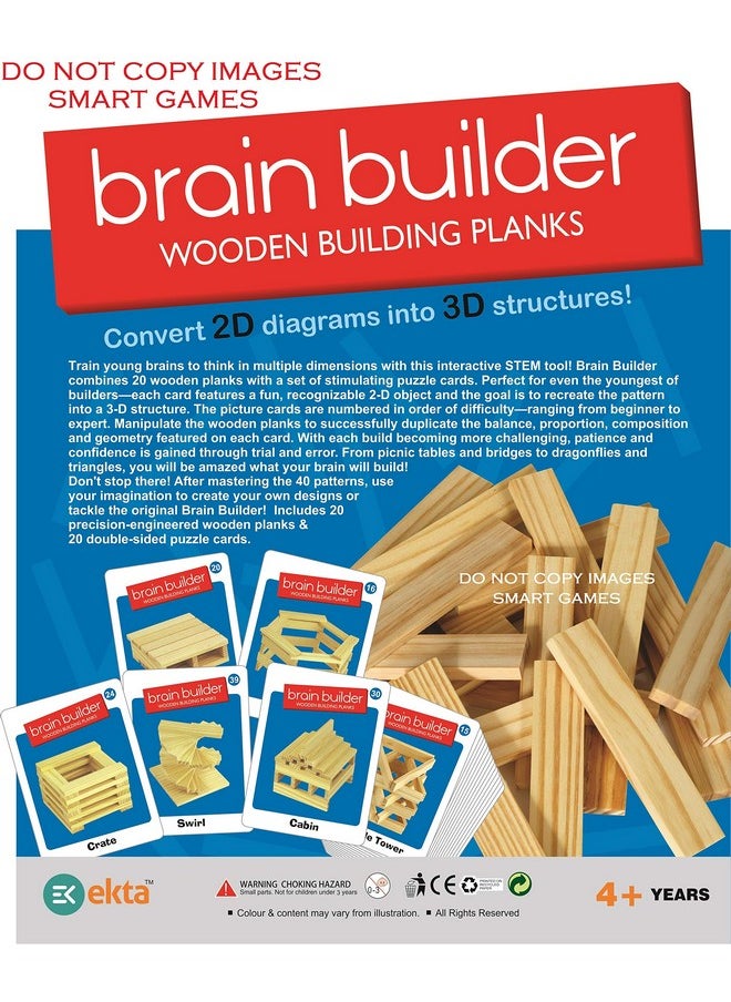 EKTA Brain Builder Wooden Building Planks for Kid (Set-1)- Multi Color, 36 Pcs