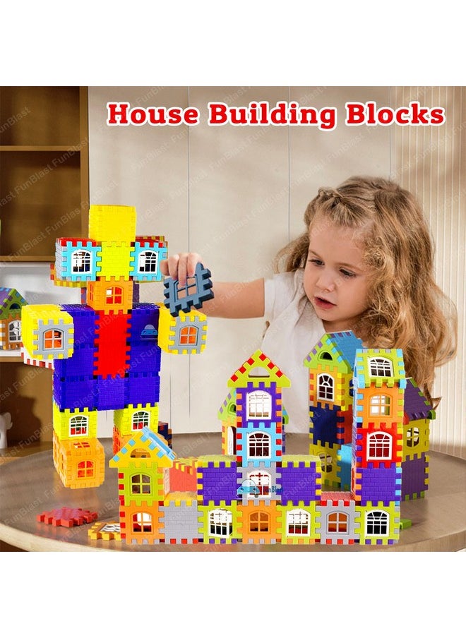FunBlast Building Blocks for Kids, (72 Pieces Blocks) House Building Blocks with Windows, Block Game for Kids (Multicolor) (House Block)