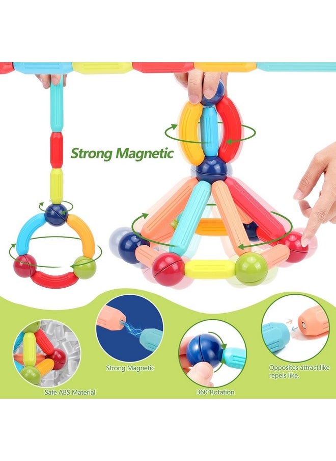 PLUSPOINT Stick Blocks Building Magnetic Toy Bars with Storage Box Different Shape Educational Construction Set 3D Puzzle, Interlocking Creative Connecting Kit, STEM Toy for Boys and Girls 36 Pc (36)