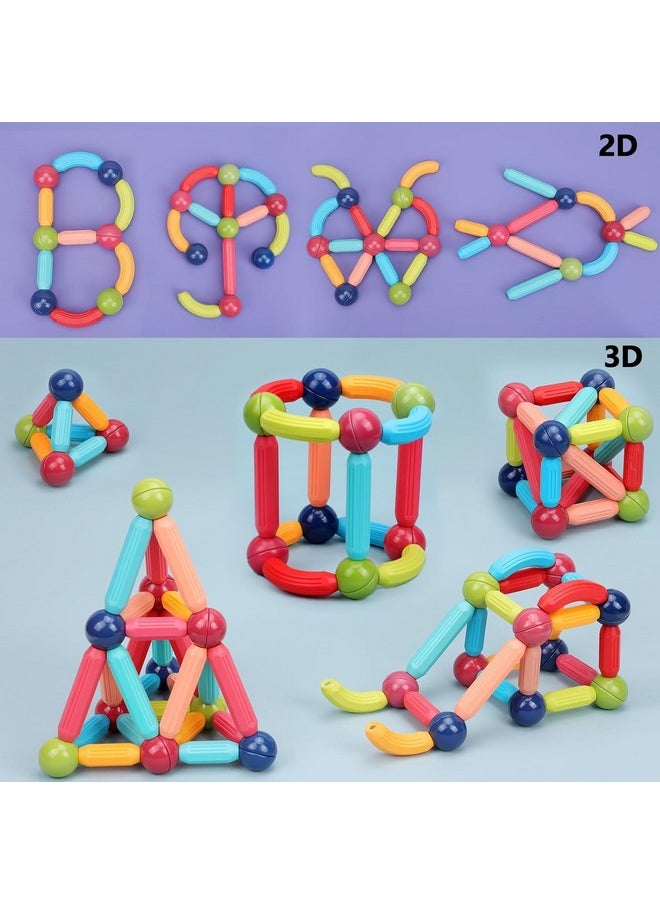 PLUSPOINT Stick Blocks Building Magnetic Toy Bars with Storage Box Different Shape Educational Construction Set 3D Puzzle, Interlocking Creative Connecting Kit, STEM Toy for Boys and Girls 36 Pc (36)