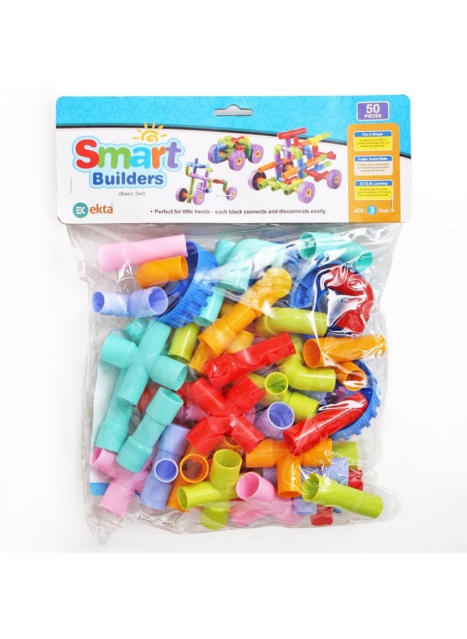 Ekta Smart Builders Building Blocks Basic Set, Building Blocks for Kids, Block Game for Kids (Multicolor, Big Size) - 50 Pieces