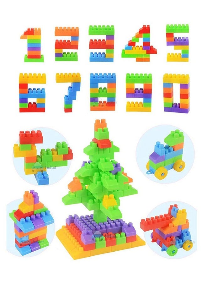 FunBlast DIY Plastic Small Size Building Blocks for Kids, 120+ Pcs Building Blocks Toy for Kids Puzzle Games for Kids - DIY Toys for Children Educational - (120+ Blocks with 22 Wheels)