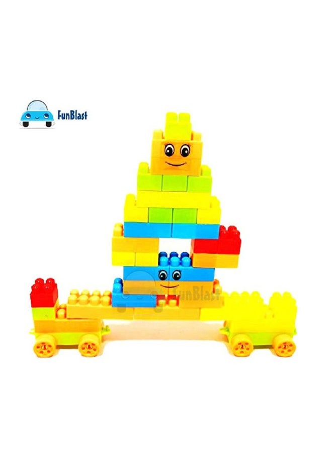 مكعبات بناء فن بلاست - مكعبات للأطفال مع عجلات، مجموعة ألعاب تعليمية للبنات والأولاد والأطفال، مع حقيبة تعبئة، أفضل هدية (مجموعة من 46 قطعة)