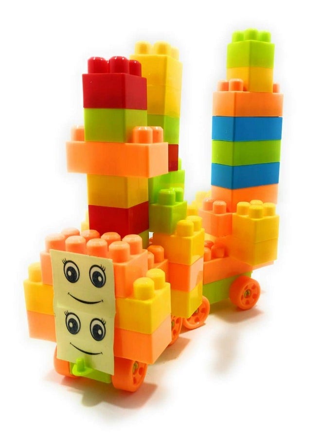 مكعبات بناء فن بلاست - مكعبات للأطفال مع عجلات، مجموعة ألعاب تعليمية للبنات والأولاد والأطفال، مع حقيبة تعبئة، أفضل هدية (مجموعة من 46 قطعة)