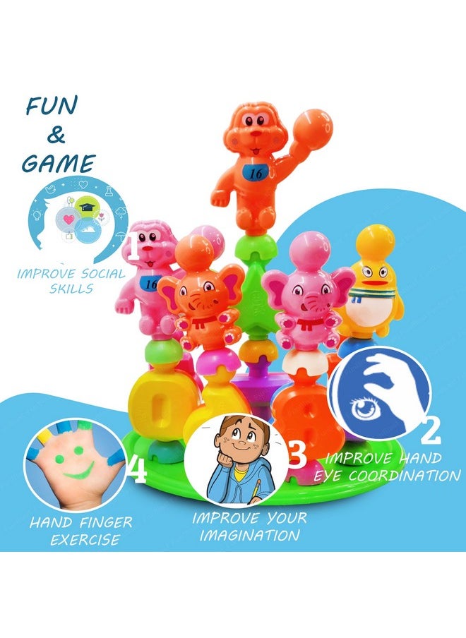 FunBlast DIY Number Building Blocks for Kids- 28 Pcs Building Blocks with Baseplate, Cute Animal Rattle Blocks, Educational Learning Toys for Kids, Boys, Girls, Children (Multicolor)