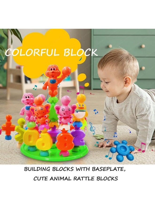 FunBlast DIY Number Building Blocks for Kids- 28 Pcs Building Blocks with Baseplate, Cute Animal Rattle Blocks, Educational Learning Toys for Kids, Boys, Girls, Children (Multicolor)